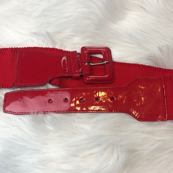 Leather red patent stretch belt M/L - Picture 9 of 12